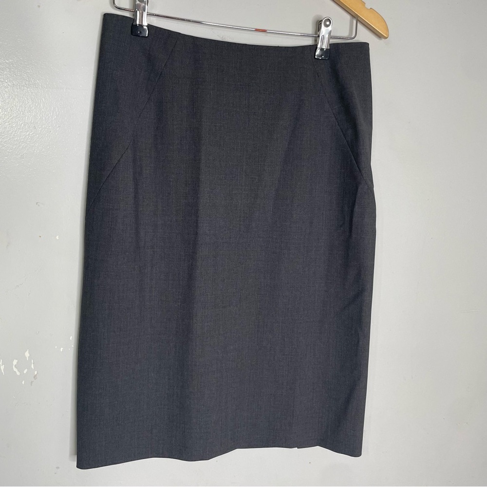 Theory Pencil Skirt Wool Blend Stretch Double Vented Back Zip‎ Gray Women Sz 6